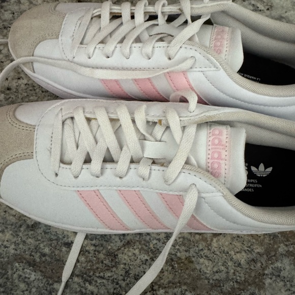Adidas Women's White and Pink Striped Sneakers - Picture 2 of 4